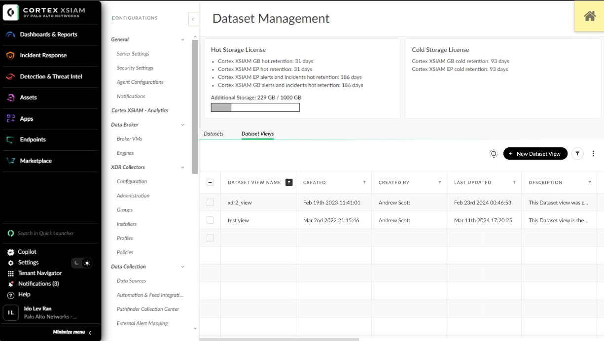 New dataset views in XSIAM 2.4