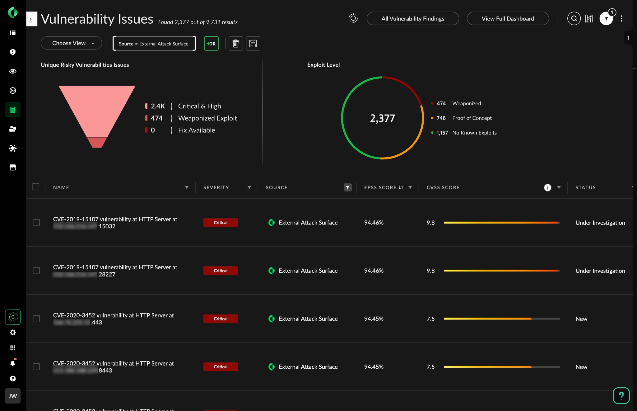Critical vulnerabilities detected by external scanning engine